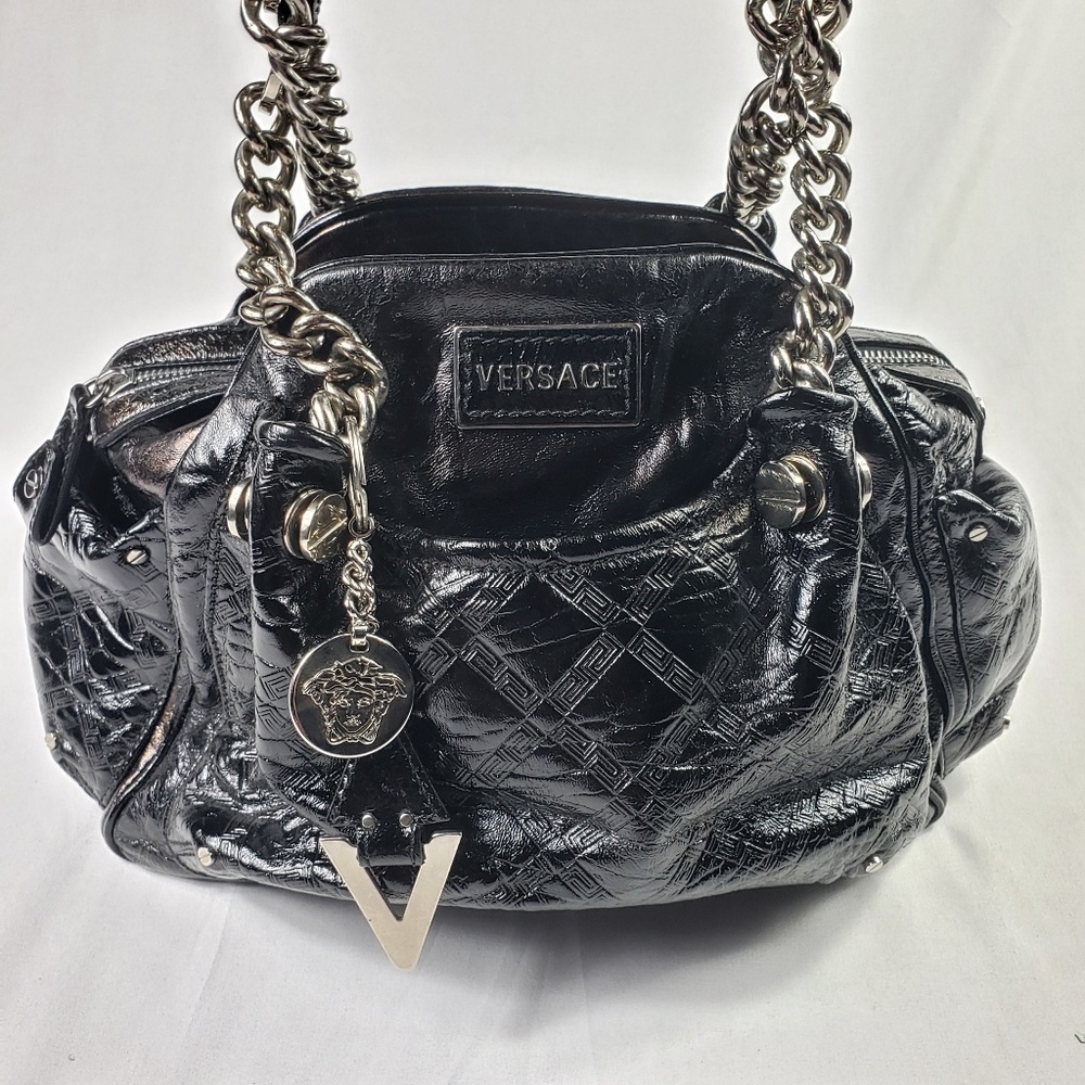Versace Women's Authentic Black Chain Handbag